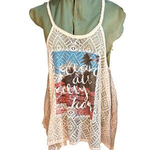 Woman's No boundaries open knit pastel beachy boho tank bathing suit coverup XXL